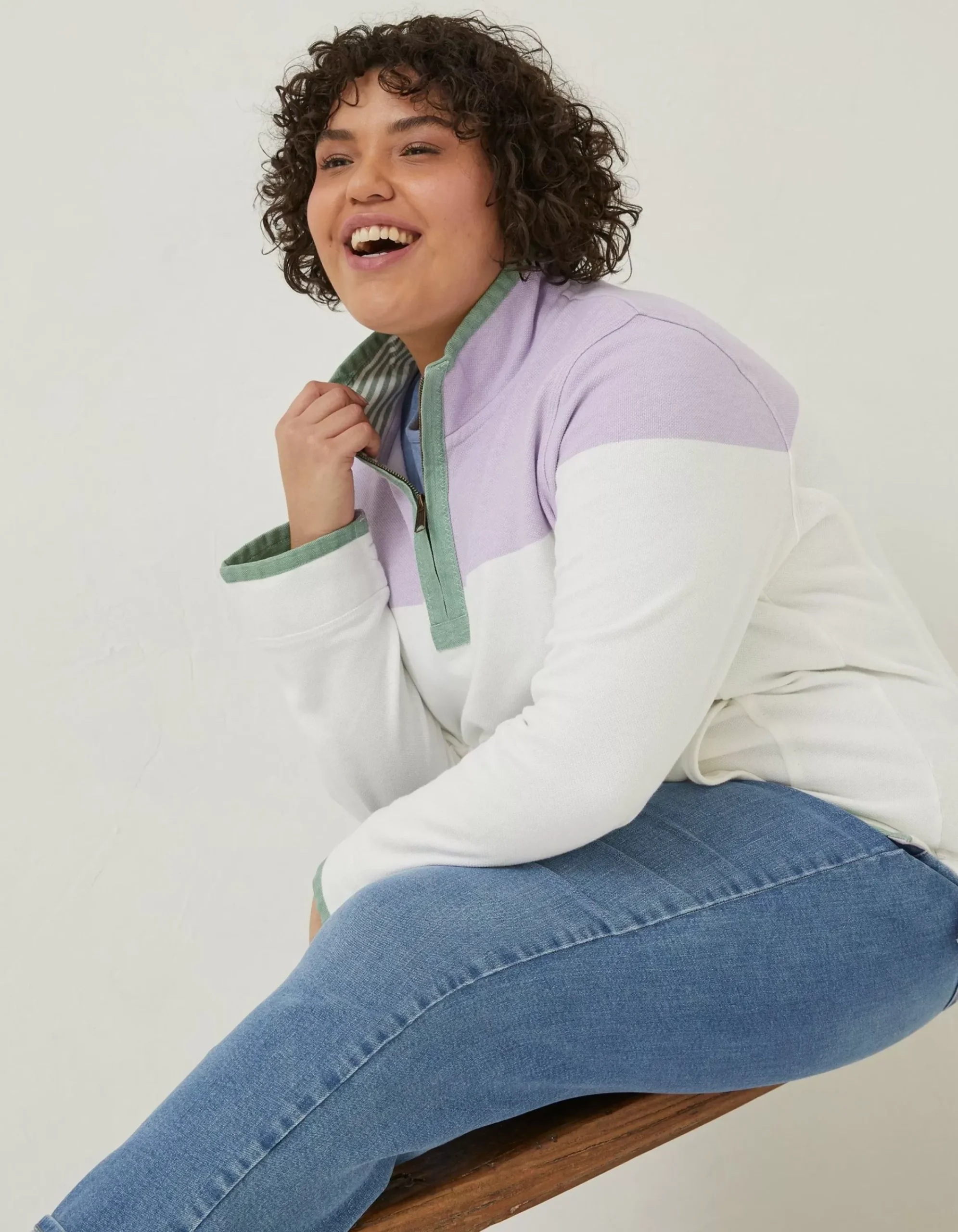 FatFace Airlie Colour Block Sweat Purple Online