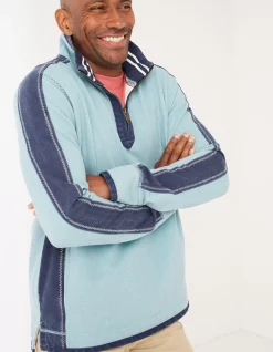 FatFace Airlie Cuff Stripe Pocket Sweat Aqua Green Online