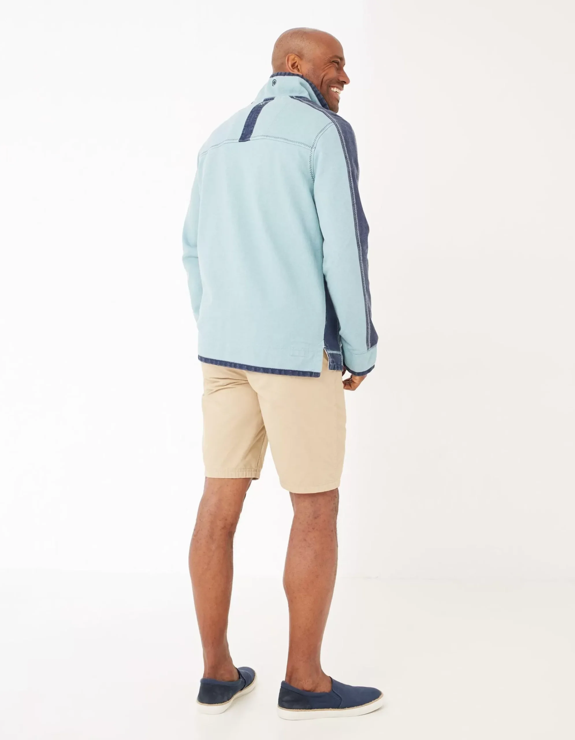 FatFace Airlie Cuff Stripe Pocket Sweat Aqua Green Online