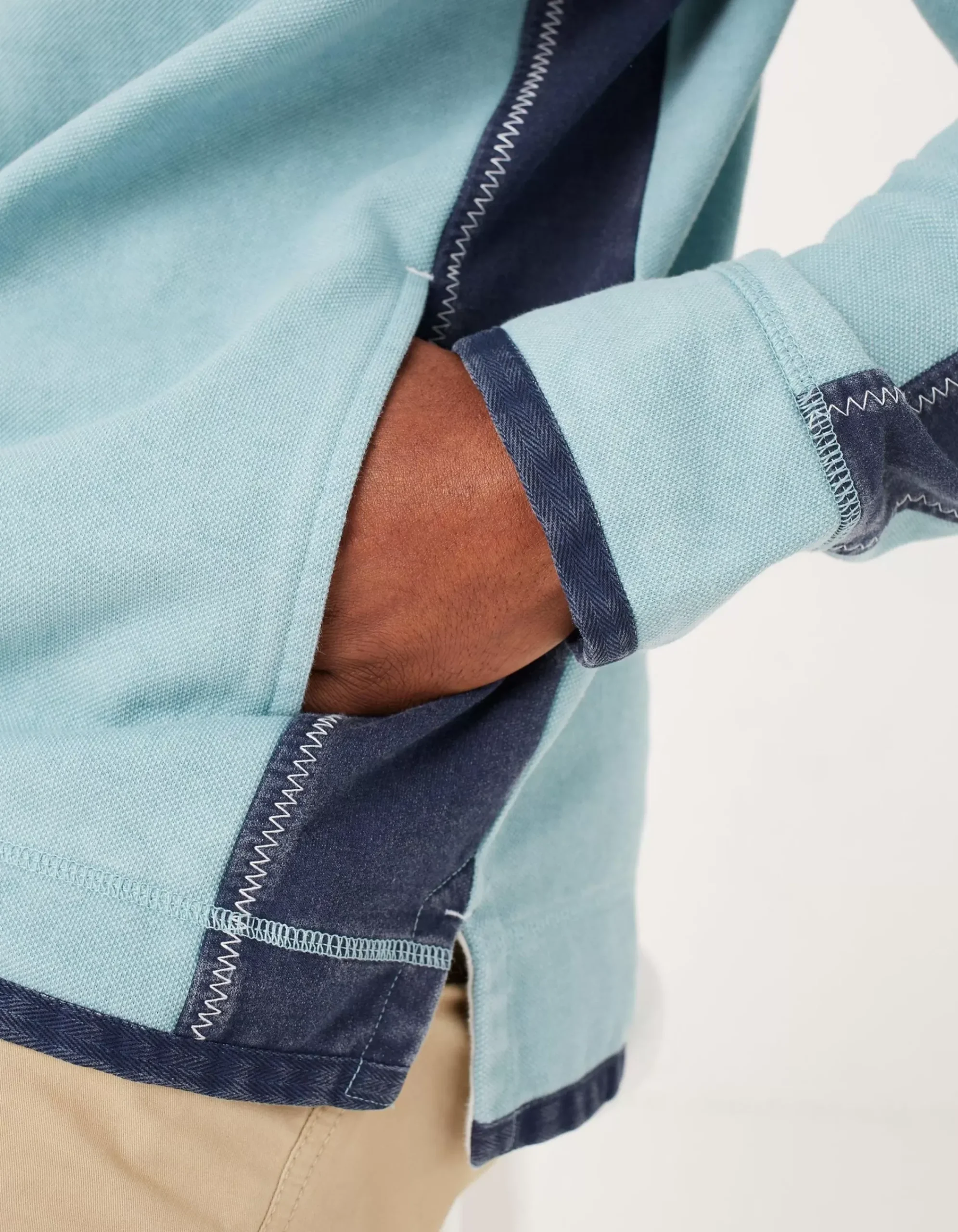 FatFace Airlie Cuff Stripe Pocket Sweat Aqua Green Online