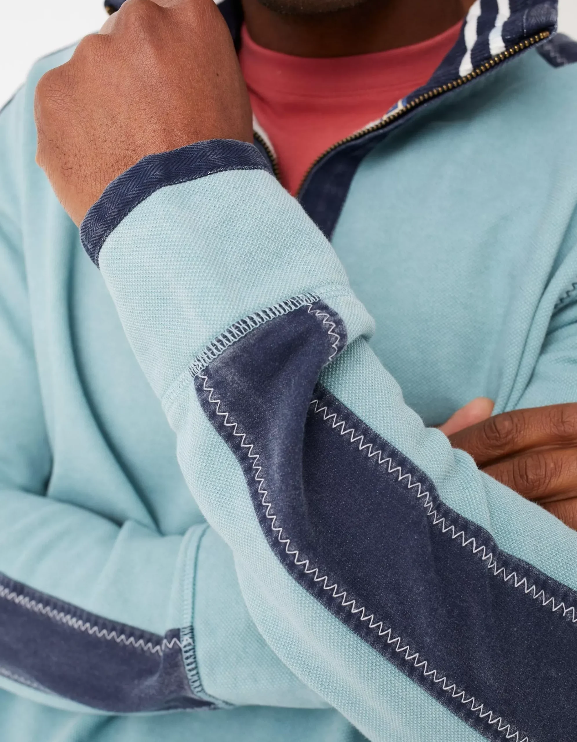 FatFace Airlie Cuff Stripe Pocket Sweat Aqua Green Online