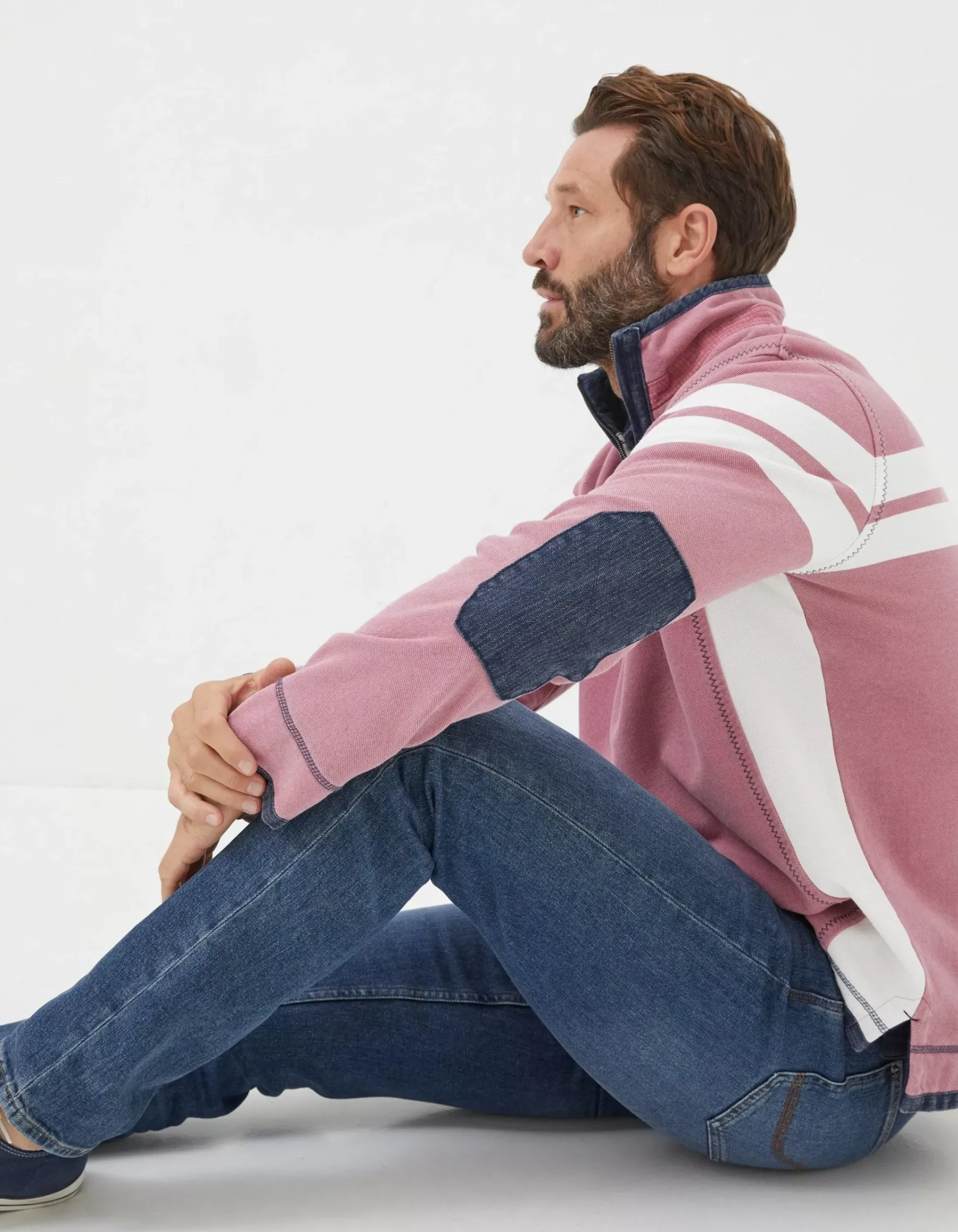 FatFace Airlie Multi Chest Stripe Sweatshirt Light Pink Best