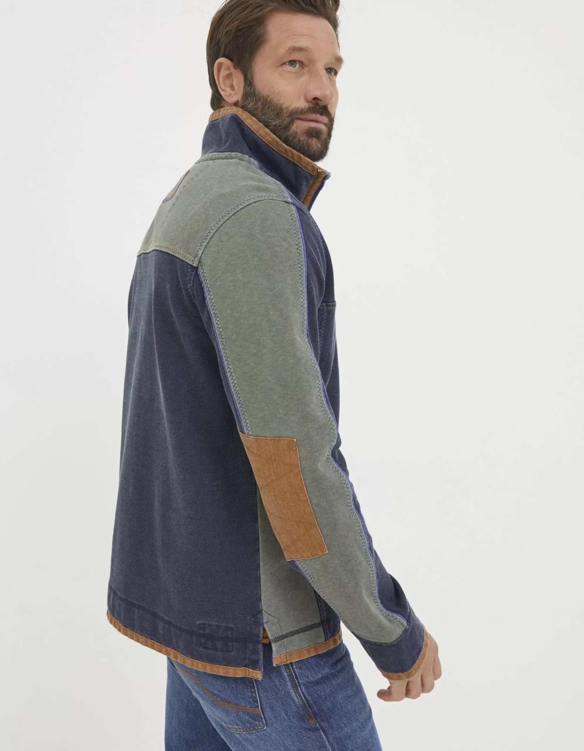 FatFace Airlie Panel Contrast Sweatshirt Navy Clearance