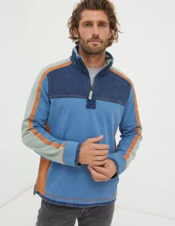 FatFace Airlie Panel Contrast Sweatshirt Light Blue Sale