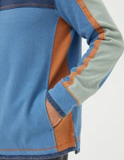 FatFace Airlie Panel Contrast Sweatshirt Light Blue Sale