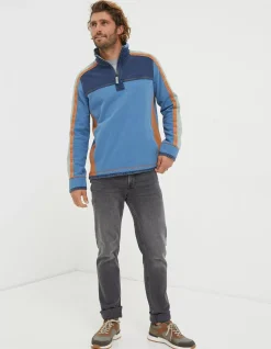 FatFace Airlie Panel Contrast Sweatshirt Light Blue Sale