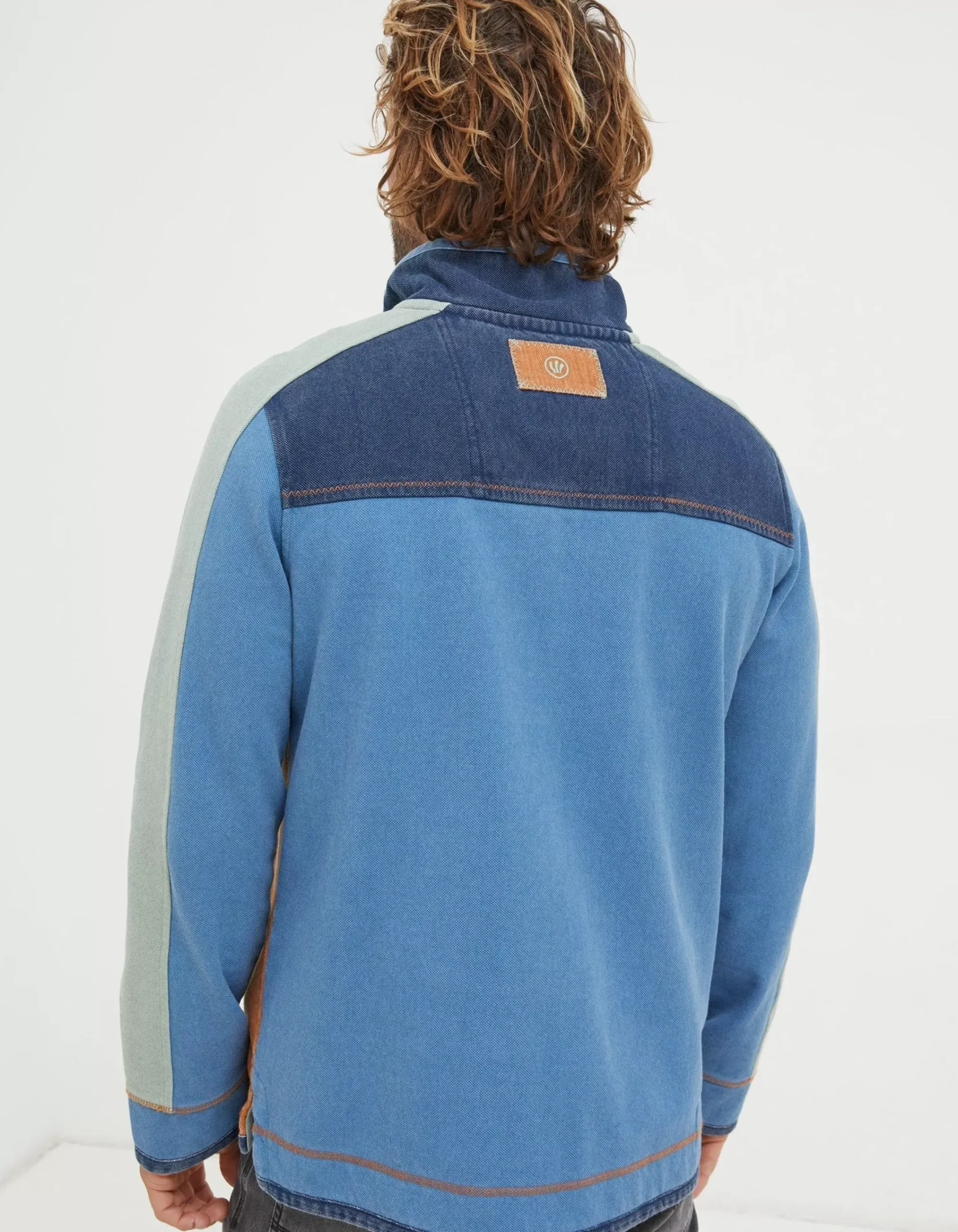 FatFace Airlie Panel Contrast Sweatshirt Light Blue Sale
