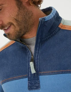 FatFace Airlie Panel Contrast Sweatshirt Light Blue Sale