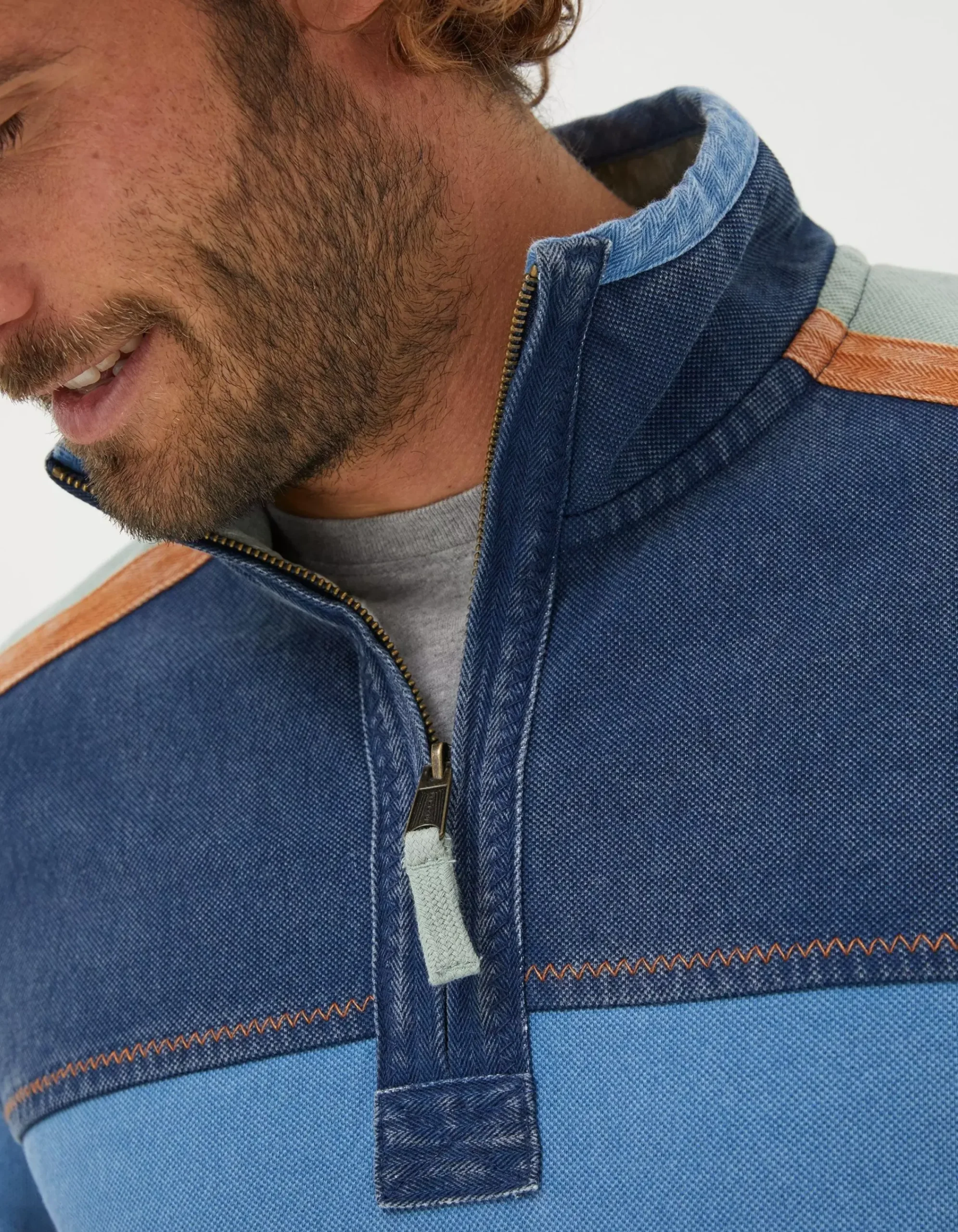 FatFace Airlie Panel Contrast Sweatshirt Light Blue Sale