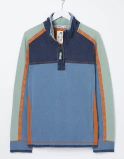 FatFace Airlie Panel Contrast Sweatshirt Light Blue Sale