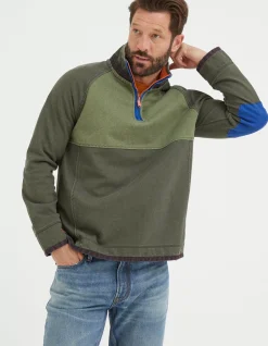 FatFace Airlie Panel Sweatshirt Olive Green Clearance