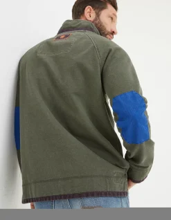 FatFace Airlie Panel Sweatshirt Olive Green Clearance