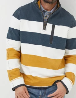 FatFace Airlie Rugby Stripe Sweatshirt Yellow Hot