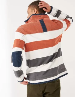 FatFace Airlie Rugby Stripe Sweat Orange Online