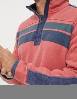 FatFace Airlie Yoke Stripe Sweatshirt Coral Pink Outlet
