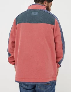 FatFace Airlie Yoke Stripe Sweatshirt Coral Pink Outlet