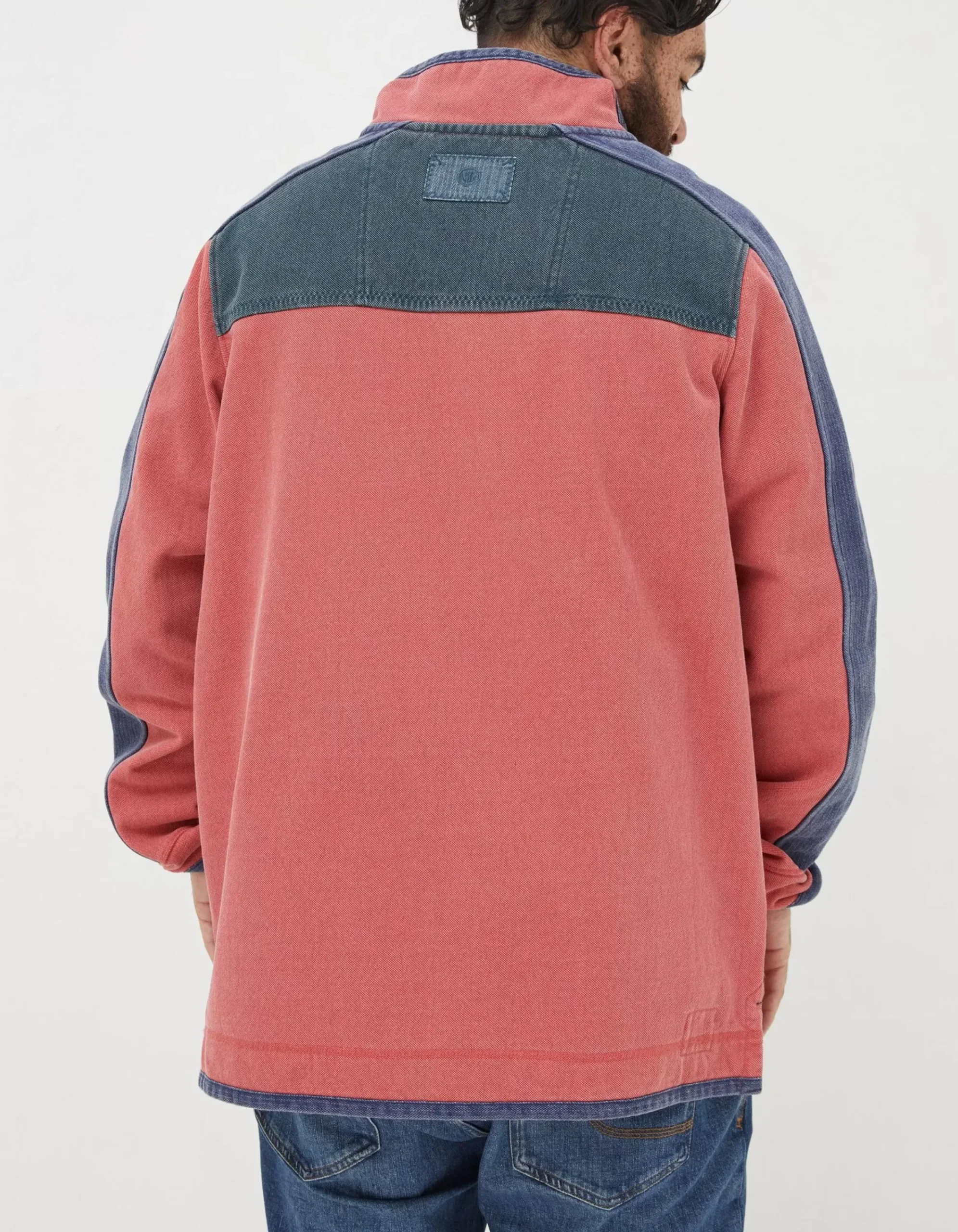 FatFace Airlie Yoke Stripe Sweatshirt Coral Pink Outlet