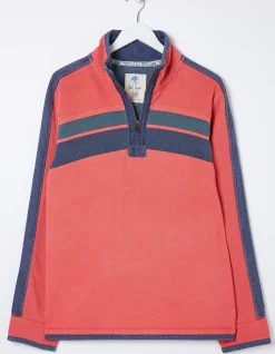 FatFace Airlie Yoke Stripe Sweatshirt Coral Pink Outlet
