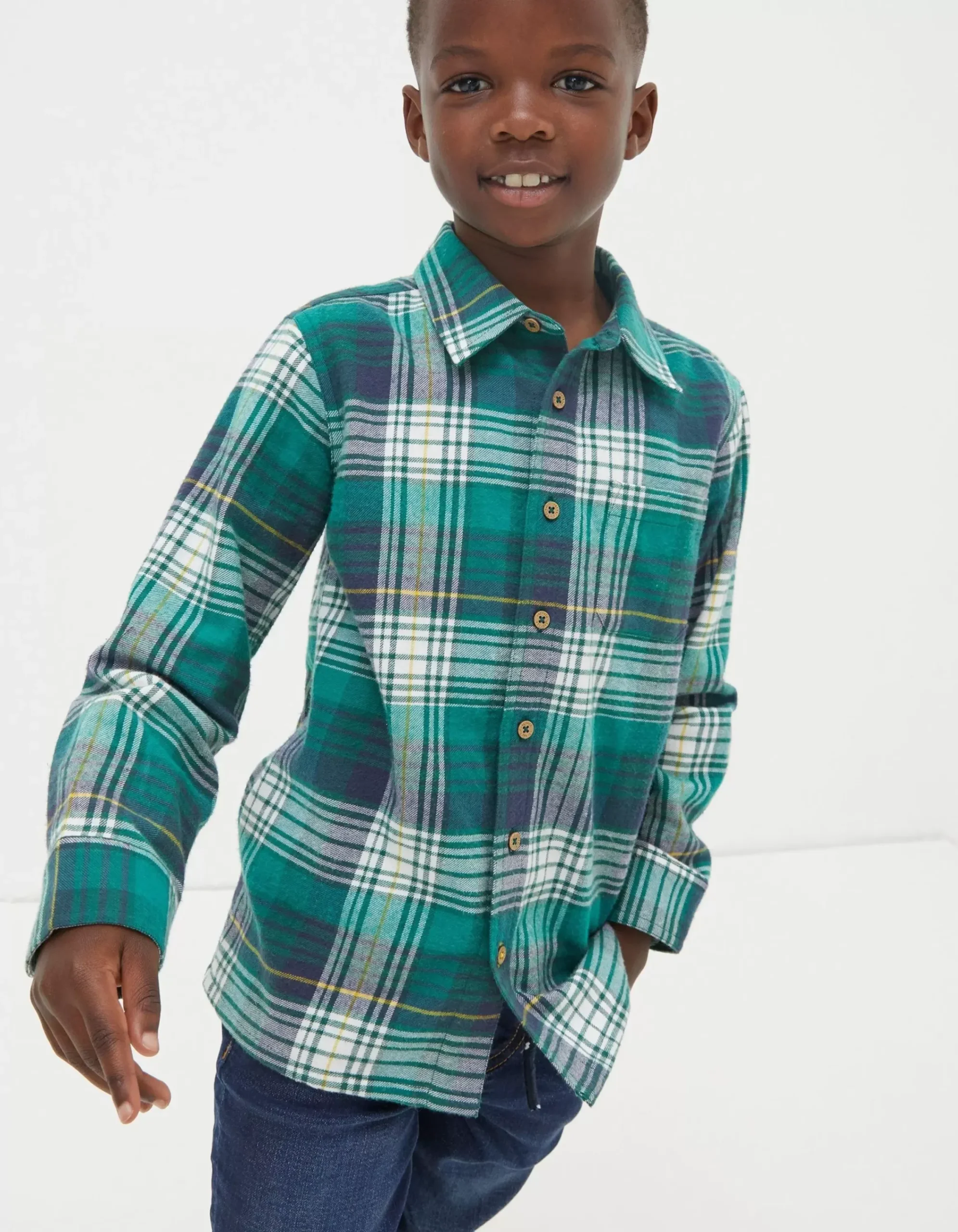 FatFace Albie Check Shirt Green Sale