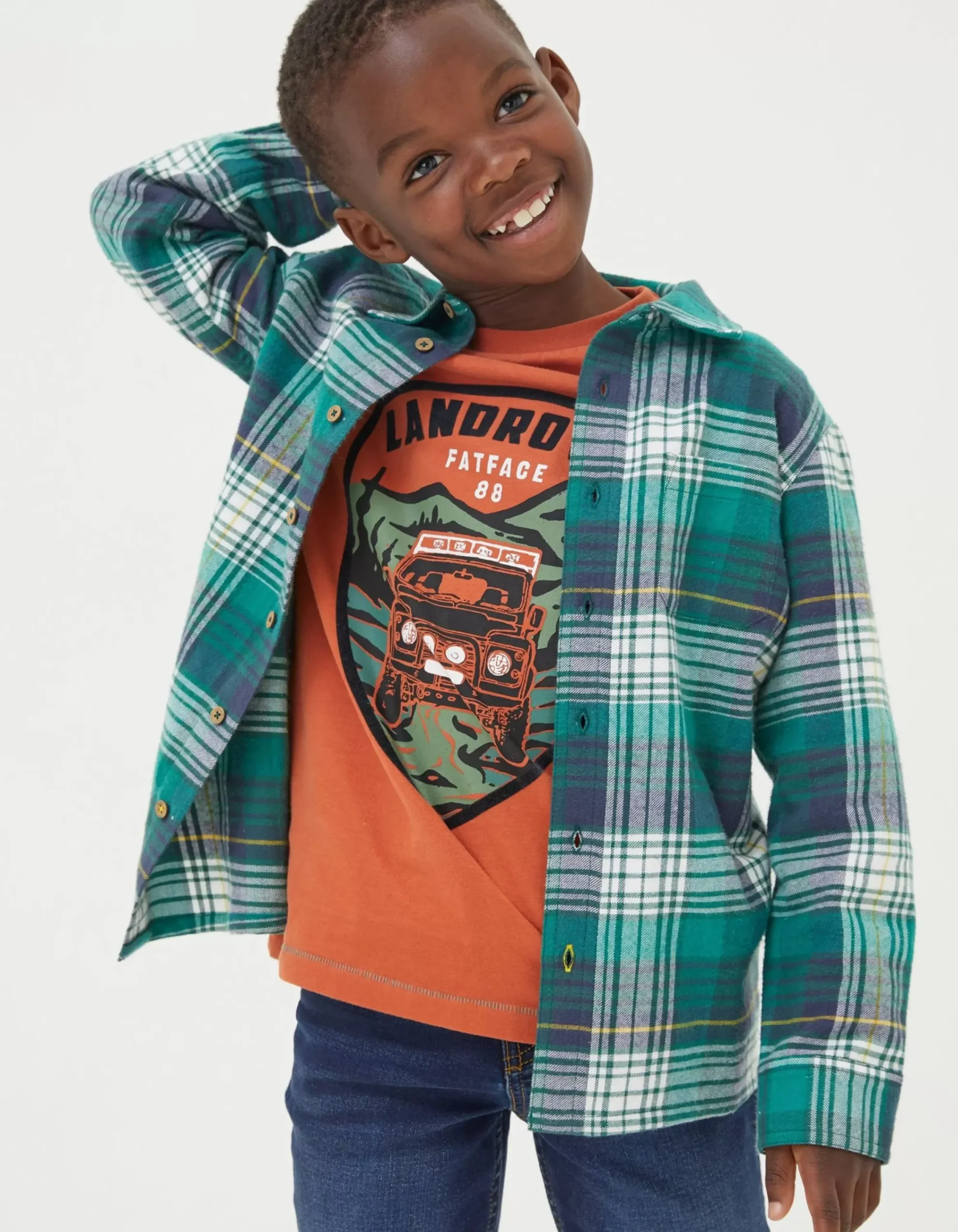 FatFace Albie Check Shirt Green Sale