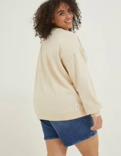 FatFace Alex Rainforest Crew Sweatshirt Ivory Outlet