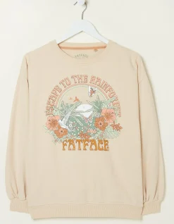 FatFace Alex Rainforest Crew Sweatshirt Ivory Outlet