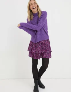 FatFace Ali Ikat Geo Flippy Skirt Bright Pink Best