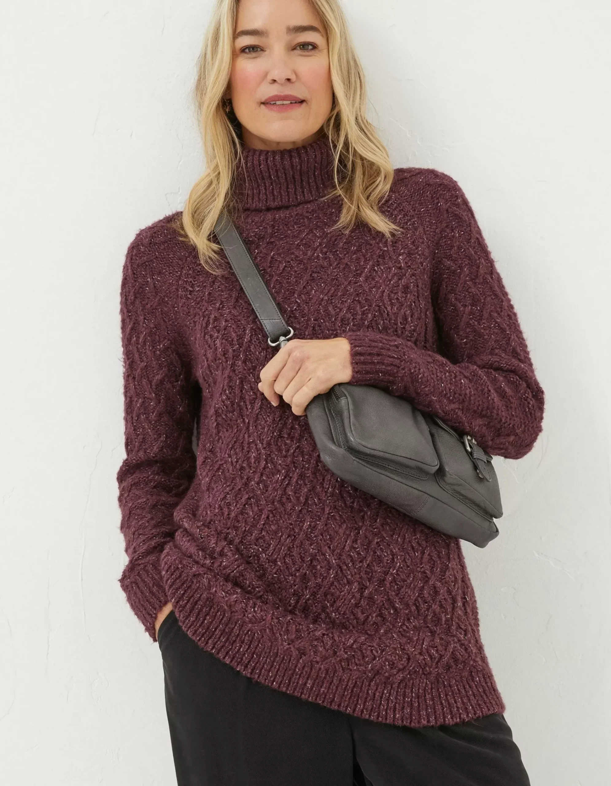 FatFace Alicia Knitted Tunic Purple New