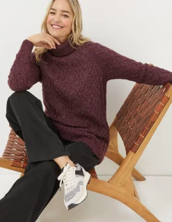 FatFace Alicia Knitted Tunic Purple New