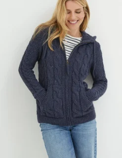 FatFace Alicia Zip Through Hoodie Navy New