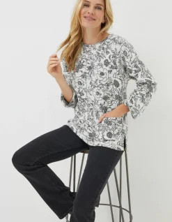 FatFace Amari Jacquard Sweatshirt Ivory Clearance