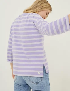 FatFace Amari Stripe Crew Lilac Clearance