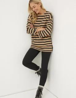 FatFace Amari Stripe Tunic Washed Tan New