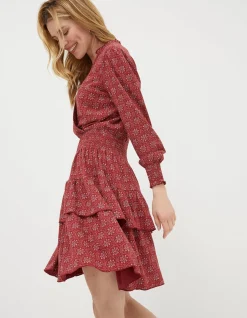 FatFace Amba Craft Geo Jersey Dress Raspberry Red Outlet