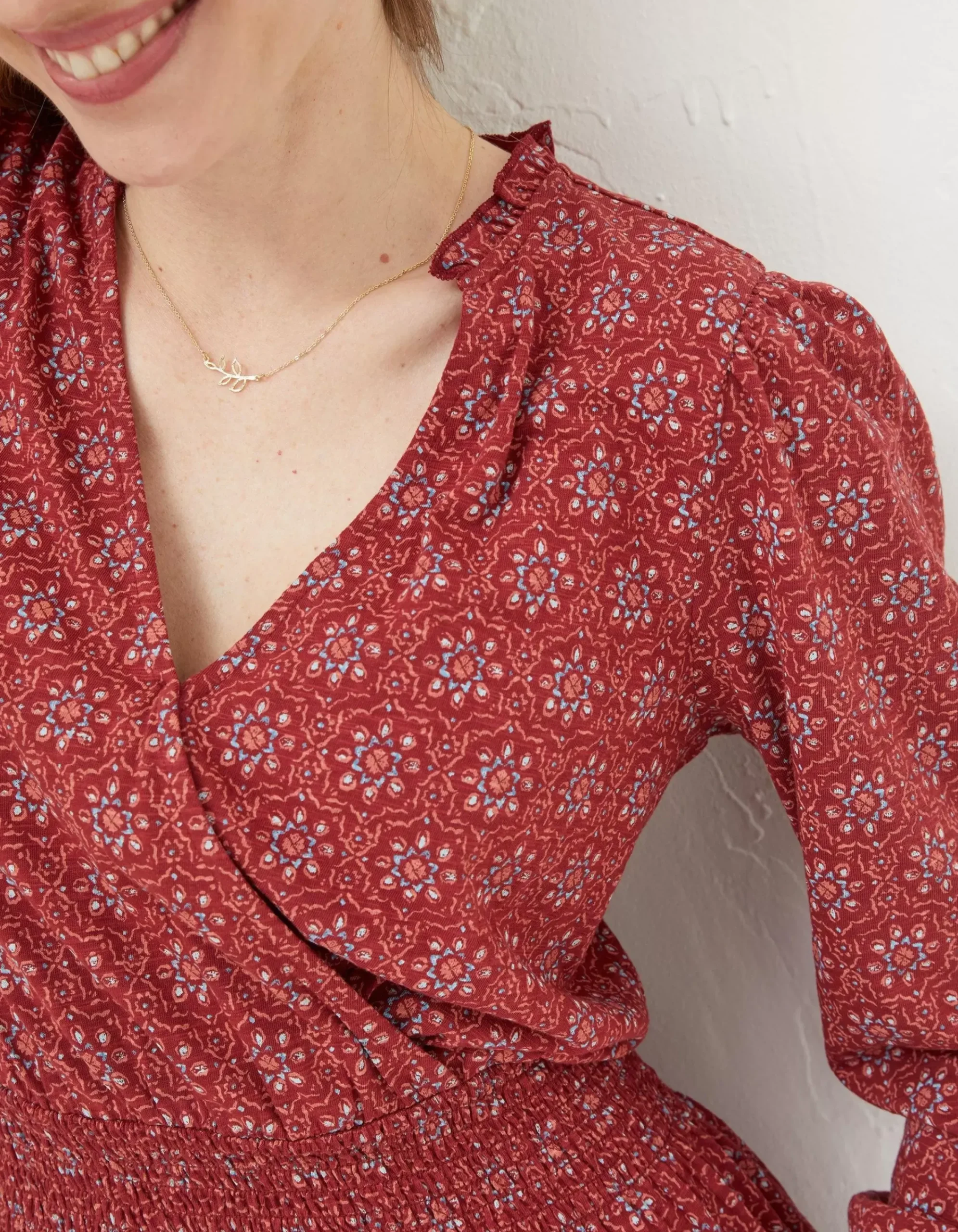 FatFace Amba Craft Geo Jersey Dress Raspberry Red Outlet