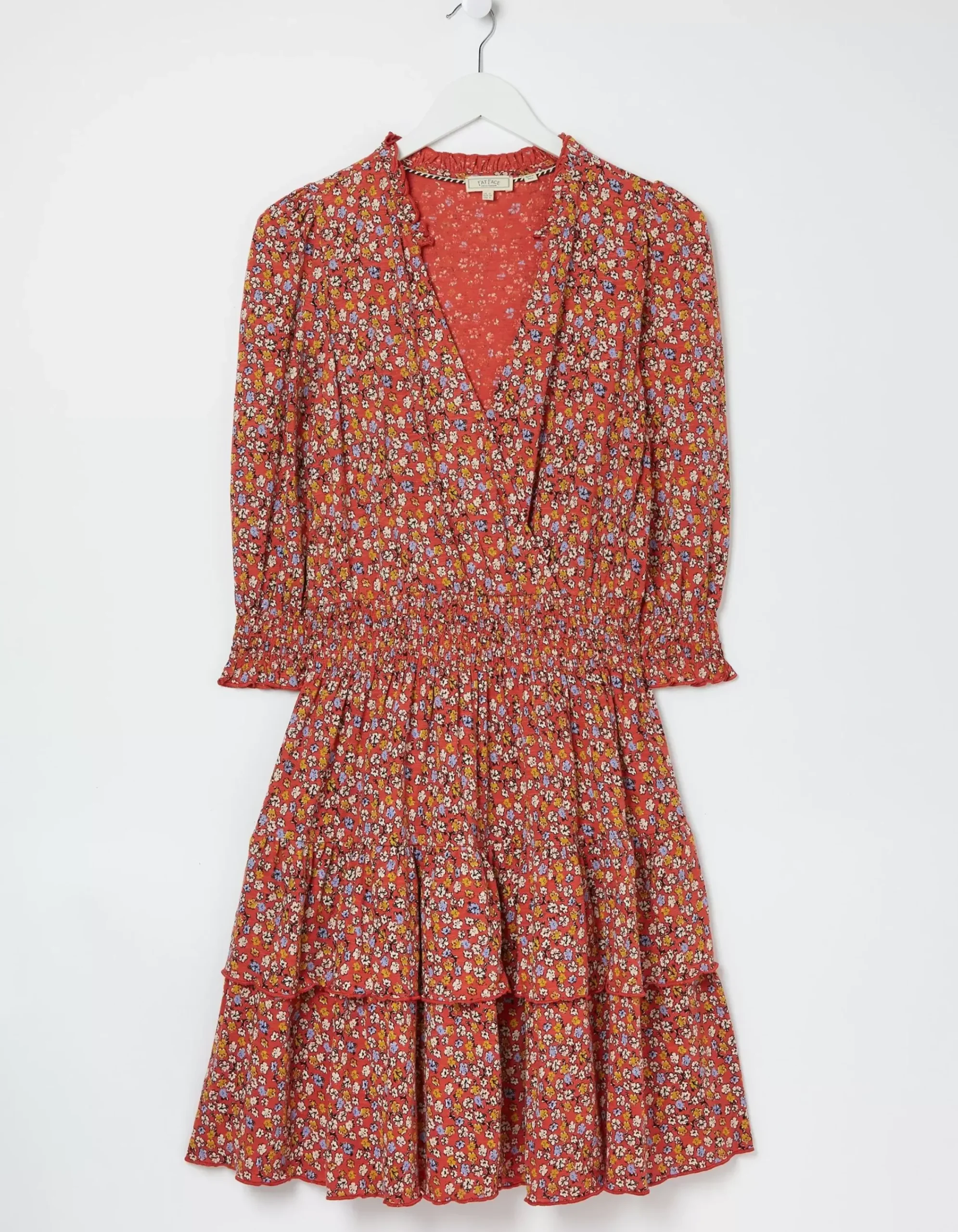 FatFace Amba Gradient Floral Jersey Dress Vintage Red Clearance