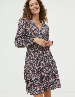 FatFace Amba Ikat Geo Dress Chestnut Brown Hot