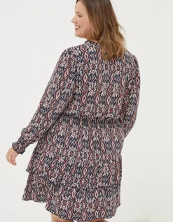 FatFace Amba Ikat Geo Dress Chestnut Brown Hot