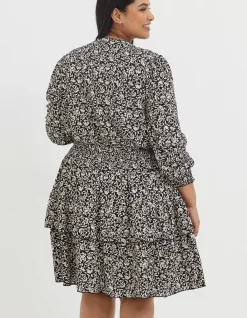 FatFace Amba Mono Vines Jersey Dress Black Best
