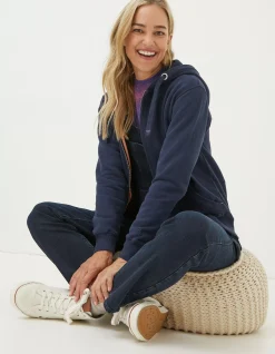 FatFace Amy Zip Through Hoodie Navy Clearance