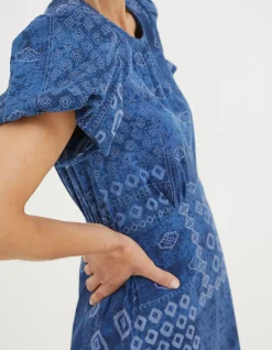 FatFace Angie Patchwork Midi Dress Navy Outlet