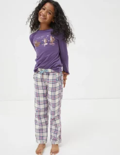 FatFace Animal Check Pyjama Set Purple Online