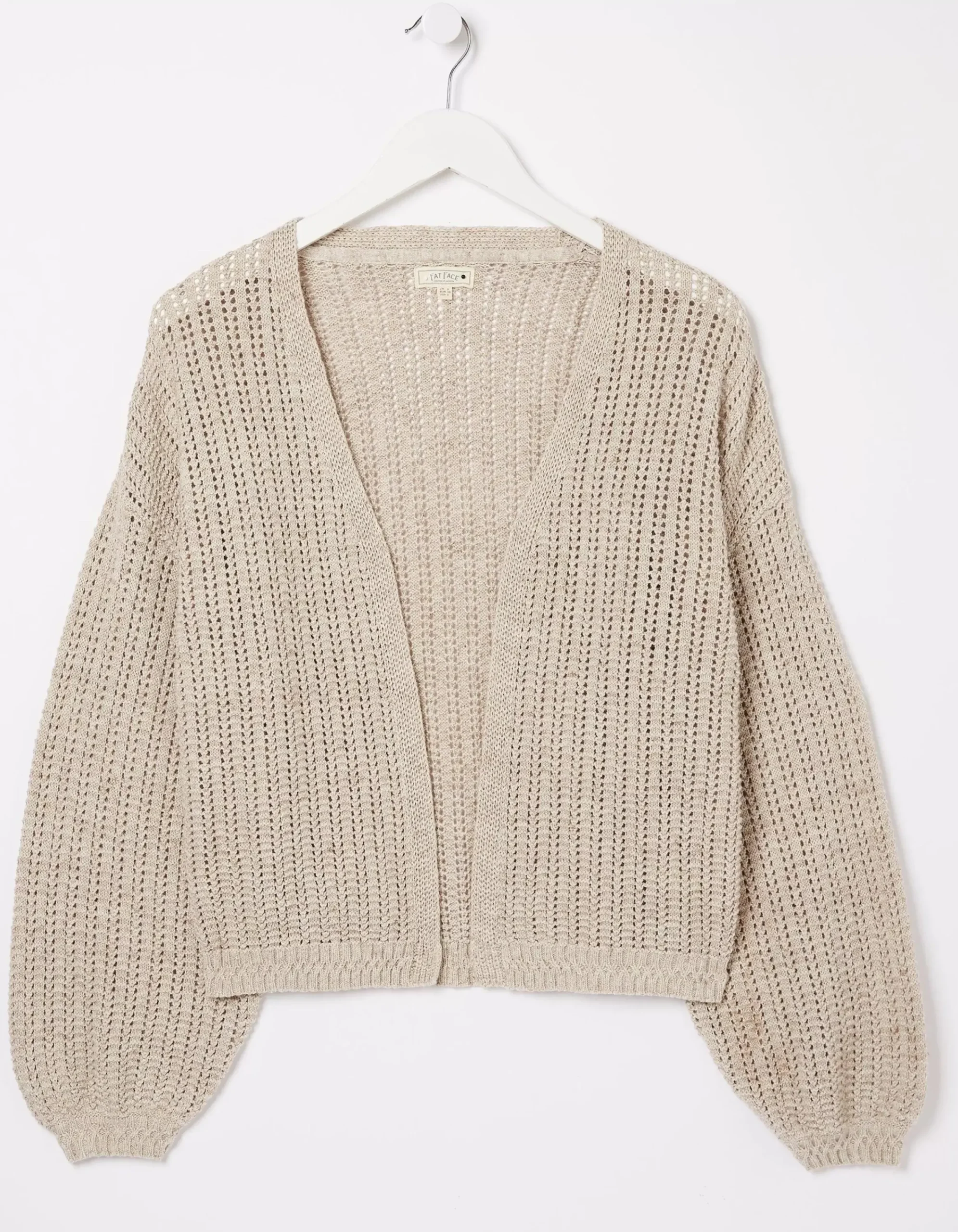 FatFace Anna Crochet Cardigan Light Stone New