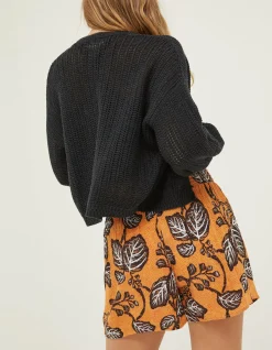 FatFace Anna Crochet Cardigan Black Outlet
