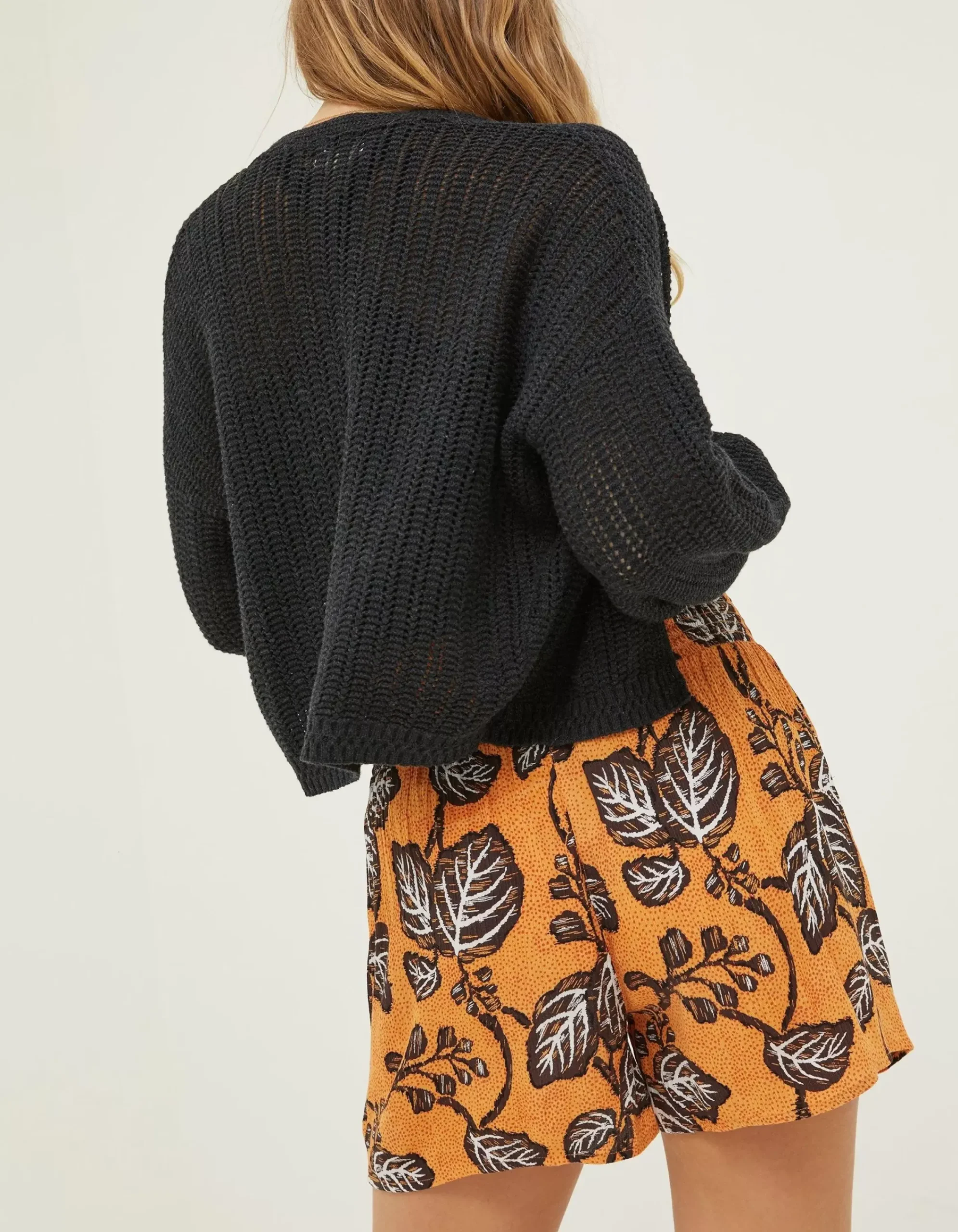 FatFace Anna Crochet Cardigan Black Outlet