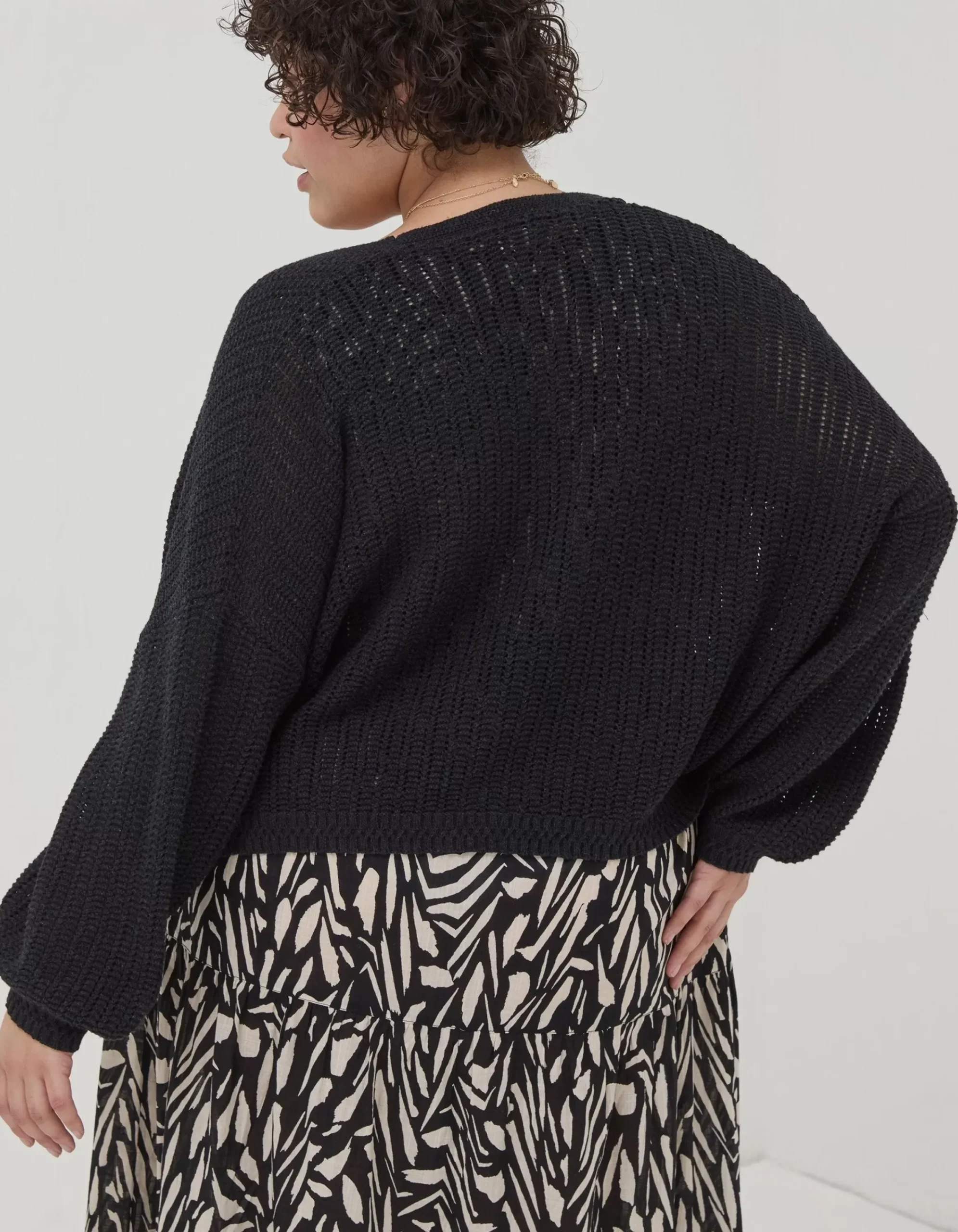 FatFace Anna Crochet Cardigan Black Outlet