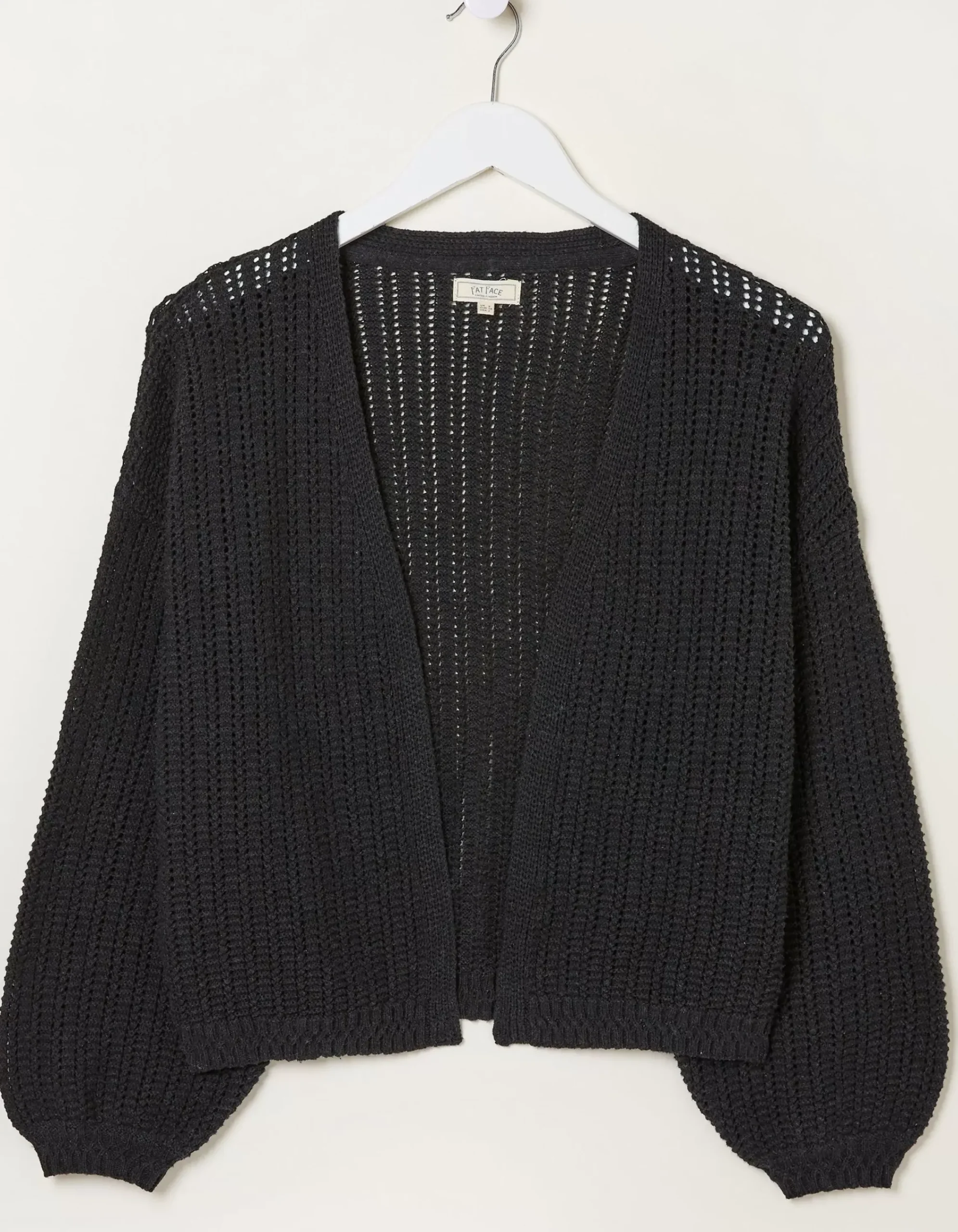 FatFace Anna Crochet Cardigan Black Outlet