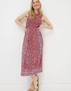 FatFace Anna Meadow Midi Dress Tomato Red Outlet