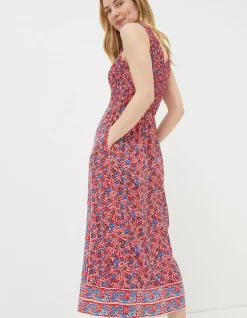 FatFace Anna Meadow Midi Dress Tomato Red Outlet