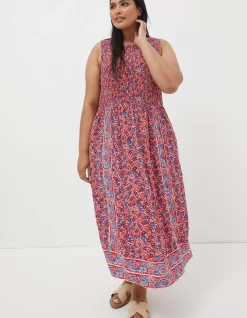 FatFace Anna Meadow Midi Dress Tomato Red Outlet